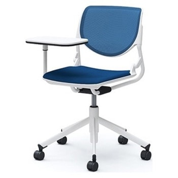 81S2ND FKB3 ルナ 5本脚チェア 肘無 タブレット付 背メッシュ ホワイトシェル ホワイトフレーム ナイロン双輪 オカムラ(岡村製作所) 07185346