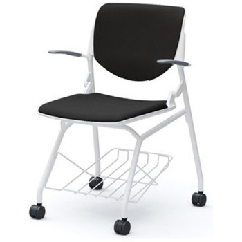 81S1GW FSF1 ルナ ネスティング 肘付 棚付 背パッド付 ホワイトシェル ホワイトフレーム ナイロン双輪 オカムラ(岡村製作所) 07185967