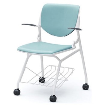 81S1GW PD31 ルナ ネスティング 肘付 棚付 背パッド付 ホワイトシェル ホワイトフレーム ナイロン双輪 オカムラ(岡村製作所) 07185985