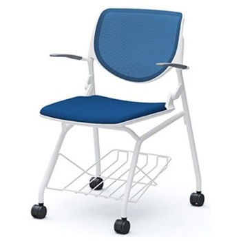 81S1GF FKB3 ルナ ネスティング 肘付 棚付 背メッシュ ホワイトシェル ホワイトフレーム ナイロン双輪 オカムラ(岡村製作所) 07186658