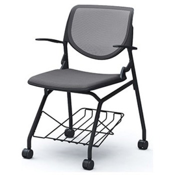 81S1JF FKA2 ルナ ネスティング 肘付 棚付 背メッシュ ブラックシェル ブラックフレーム ナイロン双輪 オカムラ(岡村製作所) 07186685