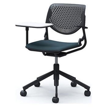 81S2QP FMV0 ルナ 5本脚チェア 肘付 タブレット付 背パッド無 ブラックシェル ブラックフレーム ナイロン双輪 オカムラ(岡村製作所) 07187051