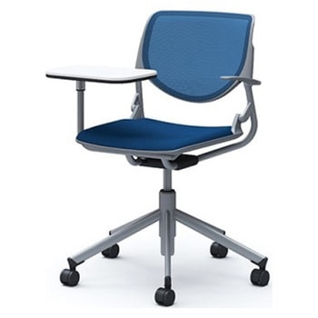 81S2PJ FKB3 ルナ 5本脚チェア 肘付 タブレット付 背メッシュ グレーシェル シルバーフレーム ナイロン双輪 オカムラ(岡村製作所) 07187069