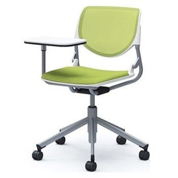 81S2NI FKA5 ルナ 5本脚チェア 肘無 タブレット付 背メッシュ ホワイトシェル シルバーフレーム ナイロン双輪 オカムラ(岡村製作所) 07189029