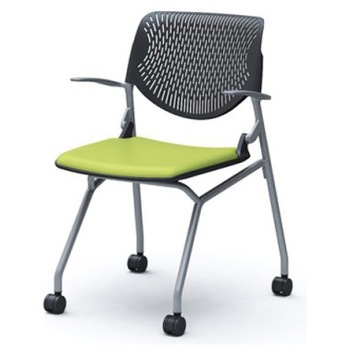 81S1CE PD32 ルナ ネスティング 肘付  背パッド無 ブラックシェル シルバーフレーム ナイロン双輪 オカムラ(岡村製作所) 07189388