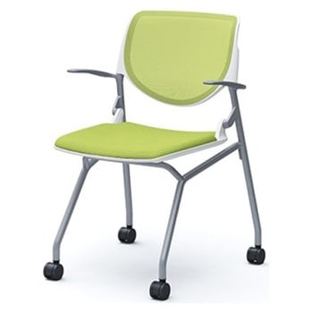 81S1AJ FKA5 ルナ ネスティング 肘付  背メッシュ ホワイトシェル シルバーフレーム ナイロン双輪 オカムラ(岡村製作所) 07189729