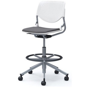 81S2GA FSG2 ルナ 5本脚ハイチェア 肘無  背パッド無 ホワイトシェル シルバーフレーム ナイロン双輪 オカムラ(岡村製作所) 07190465