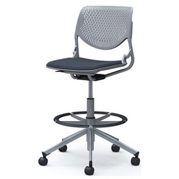 81S2HA FXW4 ルナ 5本脚ハイチェア 肘無  背パッド無 グレーシェル シルバーフレーム ナイロン双輪 オカムラ(岡村製作所) 07190517