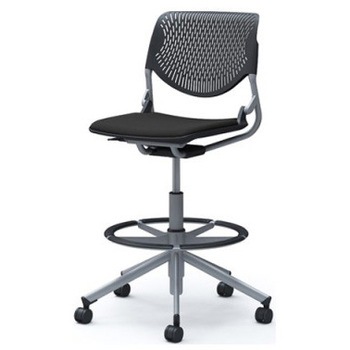 81S2JA FSF1 ルナ 5本脚ハイチェア 肘無  背パッド無 ブラックシェル シルバーフレーム ナイロン双輪 オカムラ(岡村製作所) 07190526