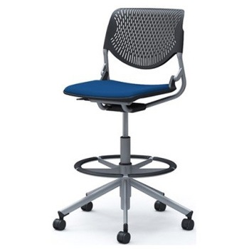 81S2JA FSF3 ルナ 5本脚ハイチェア 肘無  背パッド無 ブラックシェル シルバーフレーム ナイロン双輪 オカムラ(岡村製作所) 07190535