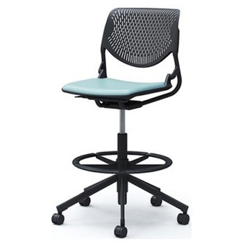 81S2JK PD31 ルナ 5本脚ハイチェア 肘無  背パッド無 ブラックシェル ブラックフレーム ナイロン双輪 オカムラ(岡村製作所) 07190560