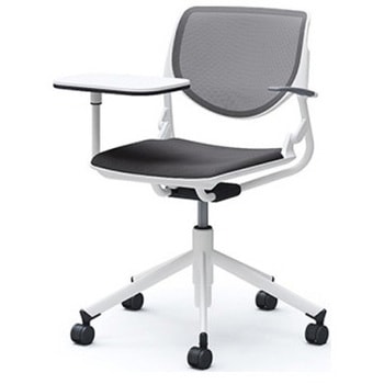 81S2NF FKA2 ルナ 5本脚チェア 肘付 タブレット付 背メッシュ ホワイトシェル ホワイトフレーム ナイロン双輪 オカムラ(岡村製作所) 07190727