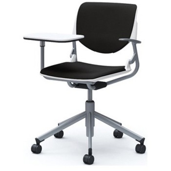 81S2NL FSF1 ルナ 5本脚チェア 肘付 タブレット付 背パッド付 ホワイトシェル シルバーフレーム ナイロン双輪 オカムラ(岡村製作所) 07191716