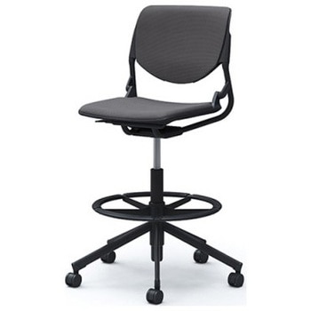 81S2JM FSG2 ルナ 5本脚ハイチェア 肘無  背パッド付 ブラックシェル ブラックフレーム ナイロン双輪 オカムラ(岡村製作所) 07191969