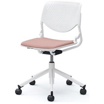 81S2AY FXW8 ルナ 5本脚チェア 肘無  背パッド無 ホワイトシェル ホワイトフレーム ナイロン双輪 オカムラ(岡村製作所) 07192197