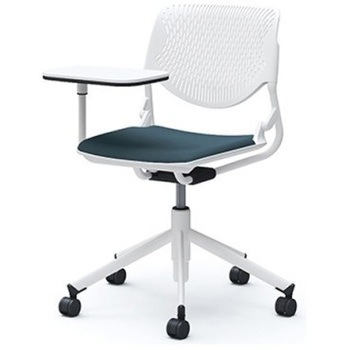 81S2NY FMV0 ルナ 5本脚チェア 肘無 タブレット付 背パッド無 ホワイトシェル ホワイトフレーム ナイロン双輪 オカムラ(岡村製作所) 07192565