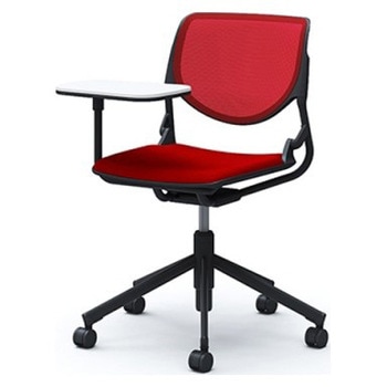 81S2QD FKA9 ルナ 5本脚チェア 肘無 タブレット付 背メッシュ ブラックシェル ブラックフレーム ナイロン双輪 オカムラ(岡村製作所) 07192721