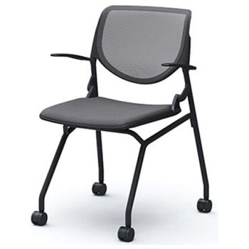 81S1CF FKA2 ルナ ネスティング 肘付  背メッシュ ブラックシェル ブラックフレーム ナイロン双輪 オカムラ(岡村製作所) 07193405