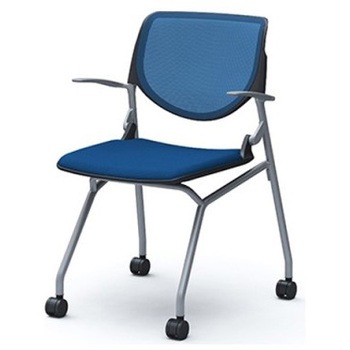 81S1CJ FKB3 ルナ ネスティング 肘付  背メッシュ ブラックシェル シルバーフレーム ナイロン双輪 オカムラ(岡村製作所) 07193430