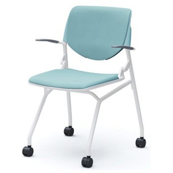 81S1DW FSG7 ルナ ネスティング 肘付  背パッド付 セージシェル ホワイトフレーム ナイロン双輪 オカムラ(岡村製作所) 07193816