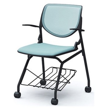 81S1JF FKA6 ルナ ネスティング 肘付 棚付 背メッシュ ブラックシェル ブラックフレーム ナイロン双輪 オカムラ(岡村製作所) 07193956