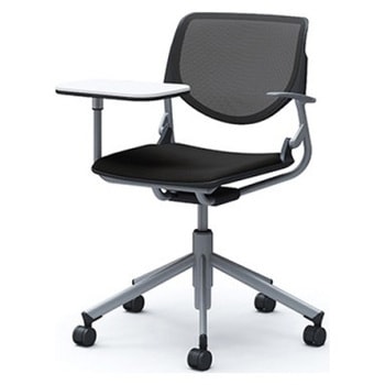 81S2QJ FKA1 ルナ 5本脚チェア 肘付 タブレット付 背メッシュ ブラックシェル シルバーフレーム ナイロン双輪 オカムラ(岡村製作所) 07194245