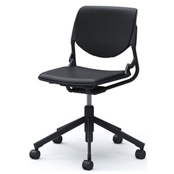 81S2CM PB20 ルナ 5本脚チェア 肘無  背パッド付 ブラックシェル ブラックフレーム ナイロン双輪 オカムラ(岡村製作所) 07194891