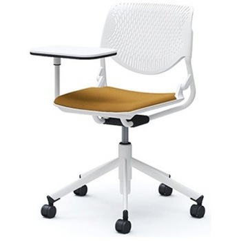 81S2NY FXW7 ルナ 5本脚チェア 肘無 タブレット付 背パッド無 ホワイトシェル ホワイトフレーム ナイロン双輪 オカムラ(岡村製作所) 07195618