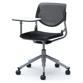 81S2QA PB20 ルナ 5本脚チェア 肘無 タブレット付 背パッド無 ブラックシェル シルバーフレーム ナイロン双輪 オカムラ(岡村製作所) 07195645