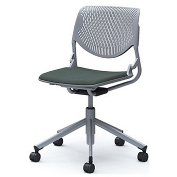 81S2BA FXW5 ルナ 5本脚チェア 肘無  背パッド無 グレーシェル シルバーフレーム ナイロン双輪 オカムラ(岡村製作所) 07195810