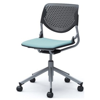 81S2CA FSG7 ルナ 5本脚チェア 肘無  背パッド無 ブラックシェル シルバーフレーム ナイロン双輪 オカムラ(岡村製作所) 07195846