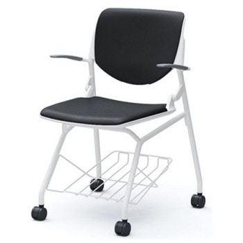 81S1GW PB20 ルナ ネスティング 肘付 棚付 背パッド付 ホワイトシェル ホワイトフレーム ナイロン双輪 オカムラ(岡村製作所) 07196686