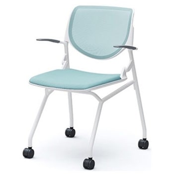 81S1AF FKA6 ルナ ネスティング 肘付  背メッシュ ホワイトシェル ホワイトフレーム ナイロン双輪 オカムラ(岡村製作所) 07196835