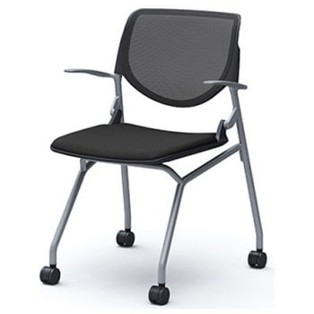 81S1CJ FKA1 ルナ ネスティング 肘付  背メッシュ ブラックシェル シルバーフレーム ナイロン双輪 オカムラ(岡村製作所) 07196869