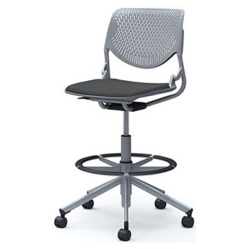 81S2HA FXW0 ルナ 5本脚ハイチェア 肘無  背パッド無 グレーシェル シルバーフレーム ナイロン双輪 オカムラ(岡村製作所) 07197691