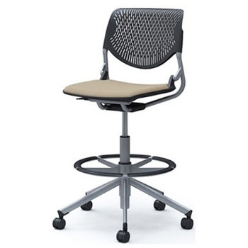 81S2JA FXW2 ルナ 5本脚ハイチェア 肘無  背パッド無 ブラックシェル シルバーフレーム ナイロン双輪 オカムラ(岡村製作所) 07197718