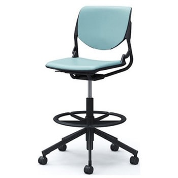 81S2JM PD31 ルナ 5本脚ハイチェア 肘無  背パッド付 ブラックシェル ブラックフレーム ナイロン双輪 オカムラ(岡村製作所) 07199005