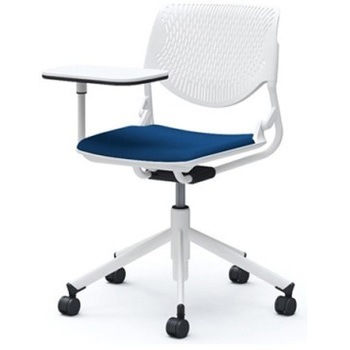 81S2NY FSF3 ルナ 5本脚チェア 肘無 タブレット付 背パッド無 ホワイトシェル ホワイトフレーム ナイロン双輪 オカムラ(岡村製作所) 07199091