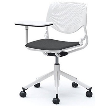 81S2NY FXW0 ルナ 5本脚チェア 肘無 タブレット付 背パッド無 ホワイトシェル ホワイトフレーム ナイロン双輪 オカムラ(岡村製作所) 07199100