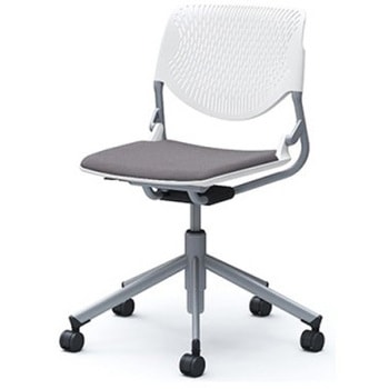 81S2AA FXW1 ルナ 5本脚チェア 肘無  背パッド無 ホワイトシェル シルバーフレーム ナイロン双輪 オカムラ(岡村製作所) 07199231