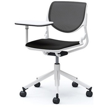 81S2ND FKA1 ルナ 5本脚チェア 肘無 タブレット付 背メッシュ ホワイトシェル ホワイトフレーム ナイロン双輪 オカムラ(岡村製作所) 07199739