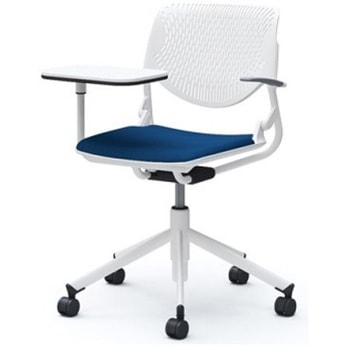 81S2NU FSF3 ルナ 5本脚チェア 肘付 タブレット付 背パッド無 ホワイトシェル ホワイトフレーム ナイロン双輪 オカムラ(岡村製作所) 07199791