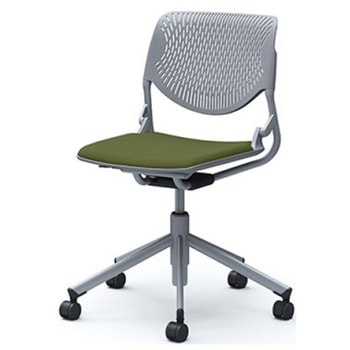 81S2BA FMV1 ルナ 5本脚チェア 肘無  背パッド無 グレーシェル シルバーフレーム ナイロン双輪 オカムラ(岡村製作所) 07199976