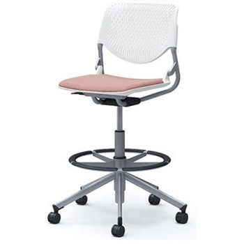 81S2GA FXW8 ルナ 5本脚ハイチェア 肘無  背パッド無 ホワイトシェル シルバーフレーム ナイロン双輪 オカムラ(岡村製作所) 07201148