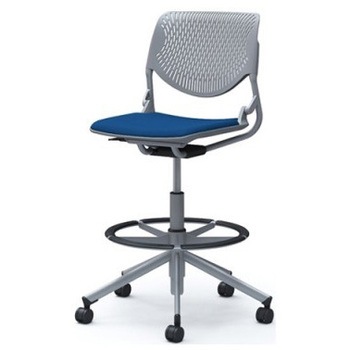 81S2HA FSF3 ルナ 5本脚ハイチェア 肘無  背パッド無 グレーシェル シルバーフレーム ナイロン双輪 オカムラ(岡村製作所) 07201200