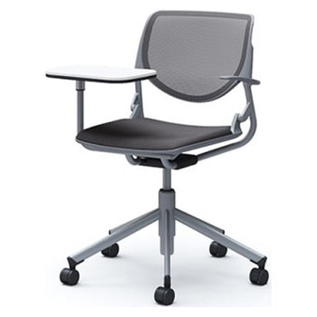 81S2PJ FKA2 ルナ 5本脚チェア 肘付 タブレット付 背メッシュ グレーシェル シルバーフレーム ナイロン双輪 オカムラ(岡村製作所) 07201446