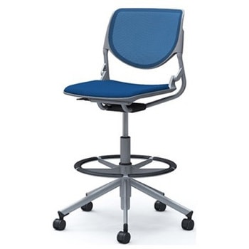 81S2HI FKB3 ルナ 5本脚ハイチェア 肘無  背メッシュ グレーシェル シルバーフレーム ナイロン双輪 オカムラ(岡村製作所) 07201717