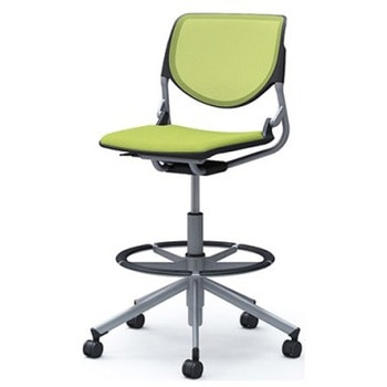 81S2JI FKA5 ルナ 5本脚ハイチェア 肘無  背メッシュ ブラックシェル シルバーフレーム ナイロン双輪 オカムラ(岡村製作所) 07201778