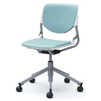 81S2AB PD31 ルナ 5本脚チェア 肘無  背パッド付 ホワイトシェル シルバーフレーム ナイロン双輪 オカムラ(岡村製作所) 07202031