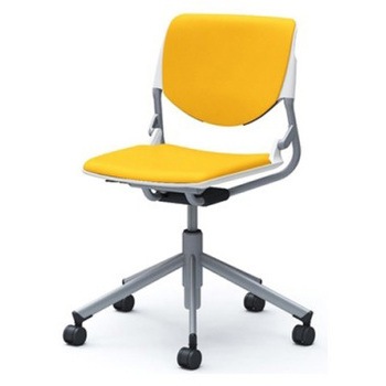 81S2AB PD33 ルナ 5本脚チェア 肘無  背パッド付 ホワイトシェル シルバーフレーム ナイロン双輪 オカムラ(岡村製作所) 07202040